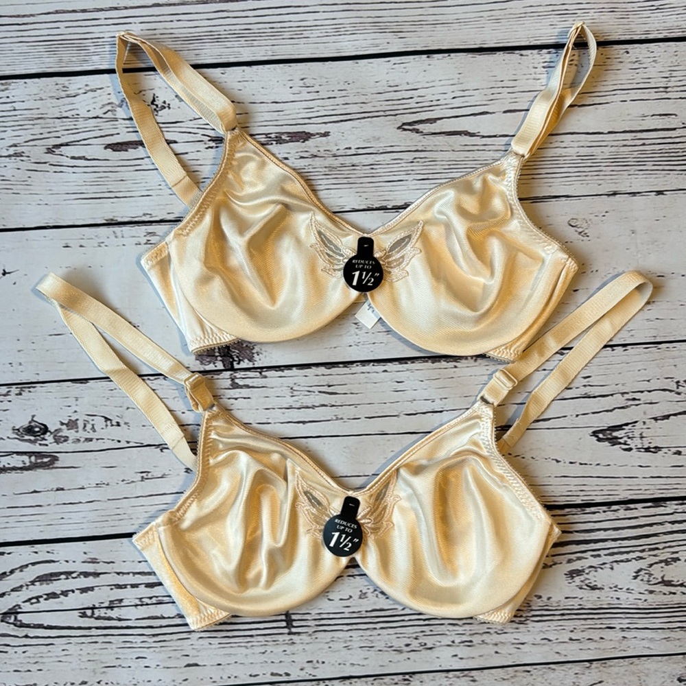RARE Bali Minimizer 3364 Butterfly Detail Bra Light Beige 34C NWT- Lot of 2
